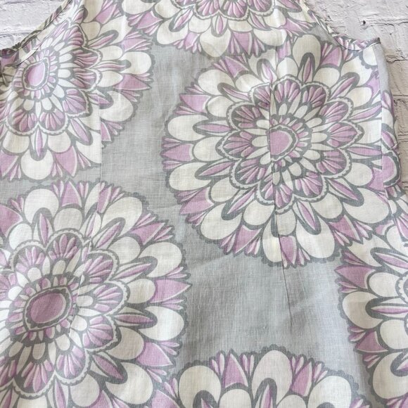 LOFT Factory woman’s 100% Linen Dress Gray Lavender Floral print sleeveless 8 - Picture 11 of 12